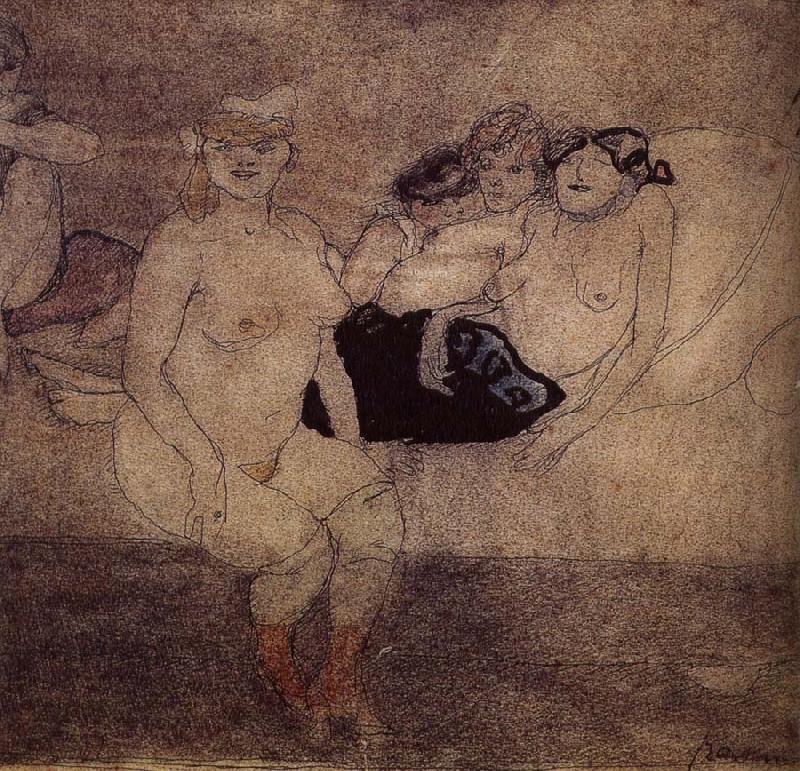 Jules Pascin Five Woman in the bed oil painting image